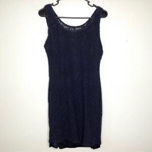 < Vintage New York Style Black Knit Mini Dress >